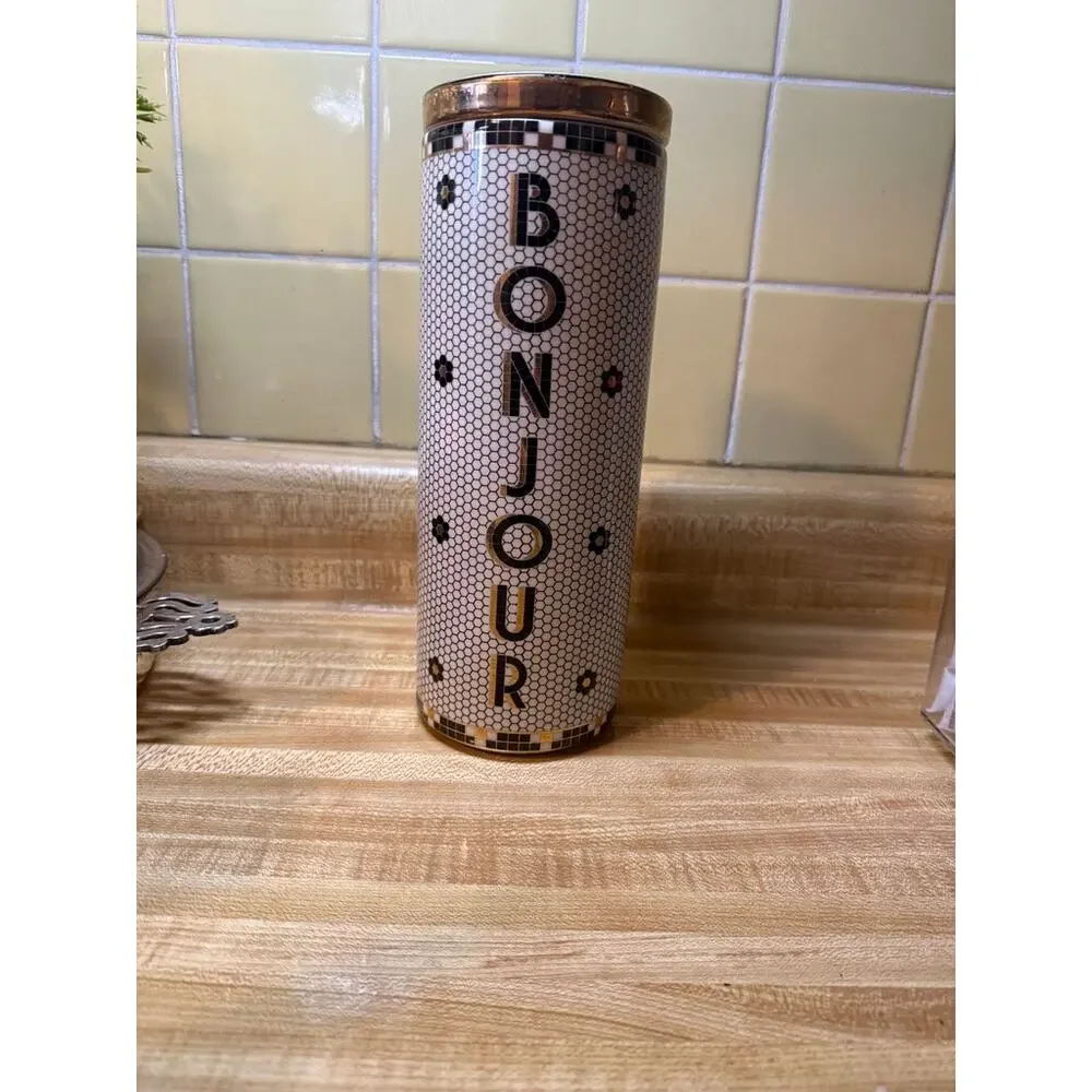 Anthropologie Bistro Tile Bonjour Canister